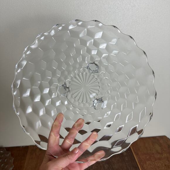 Fostoria Crystal Clear Glass Cubist Footed 12 Inch Cake Plate Serving Platter - Picture 2 of 5